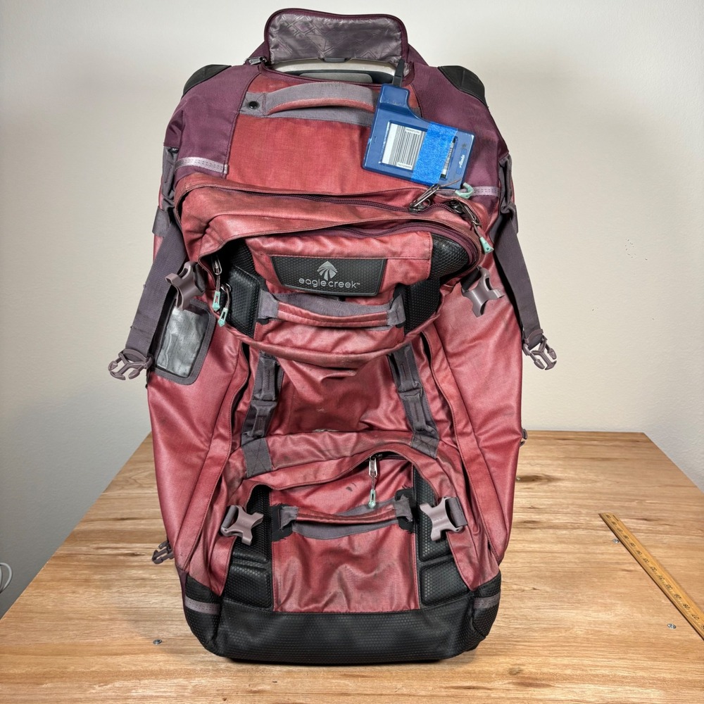 Eagle Creek Morphus 30 Rolling Luggage Convertible Duffel Bag Bordeaux Red 30in
